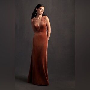 NWT - Anthropologie - Jenny Yoo Logan Deep V Velvet Column Gown